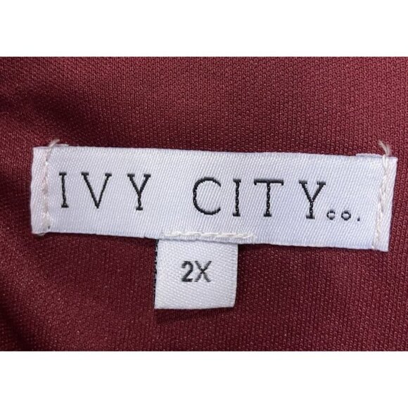 Ivy City Co. Midi Dress Cross Bodice Elastic Waist Full Sequin Burgundy Size 2X - Picture 2 of 5
